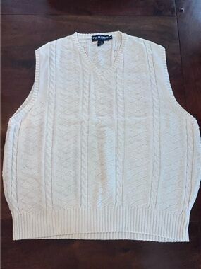 Vintage Polo Golf Ralph Lauren Cable Knit Sweater Vest USA Cotton XL Cream